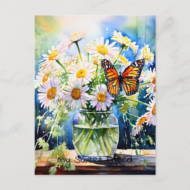 Behalt in Touch | Vase of Daisies Postkarte (Vorderseite)