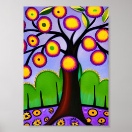 Behalt in Touch | Whimsical Folk Art Tree Poster