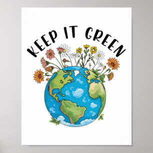 Behalt It Green Earth Day Niedlich Teacher Kids Gi Poster