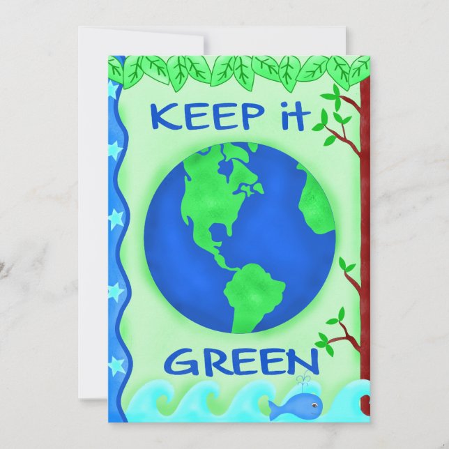 Behalt It Green Rett Earth Environment Art Einladung (Vorderseite)