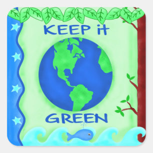 Behalt It Green Rett Earth Environment Art Quadratischer Aufkleber