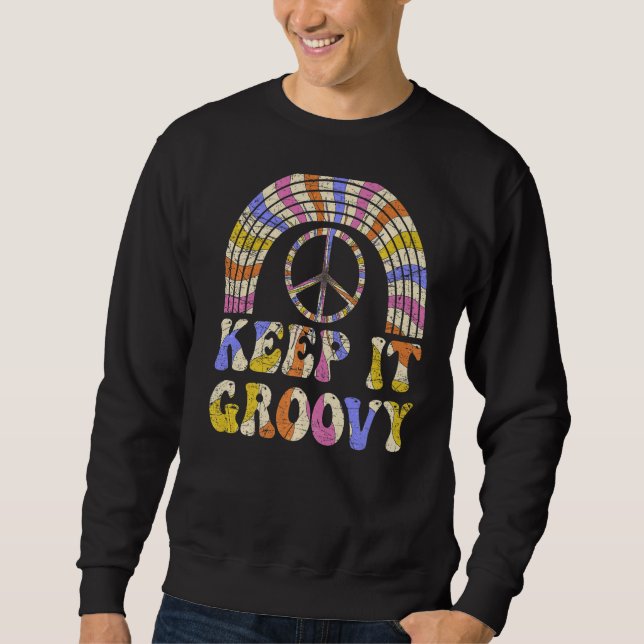 Behalt It Groovy 70er Ästhetische Nostalgie 1970er Sweatshirt (Vorderseite)