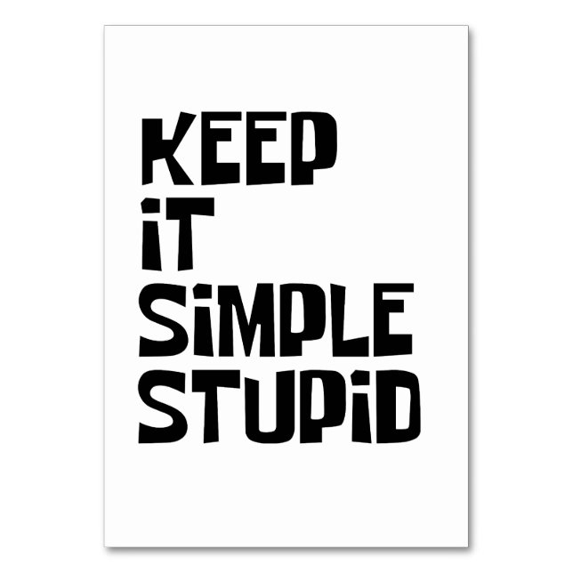 Behalt It Simple Stupid Tischnummer (Vorderseite)