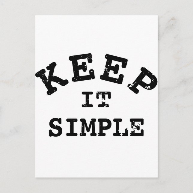 Behalt It Simple Typografy Postkarte (Vorderseite)