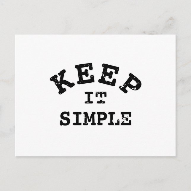 Behalt It Simple Typografy Postkarte (Vorderseite)