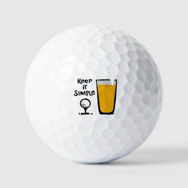 Behalt It Simples Funny Golf Beer Golfball (Vorderseite)