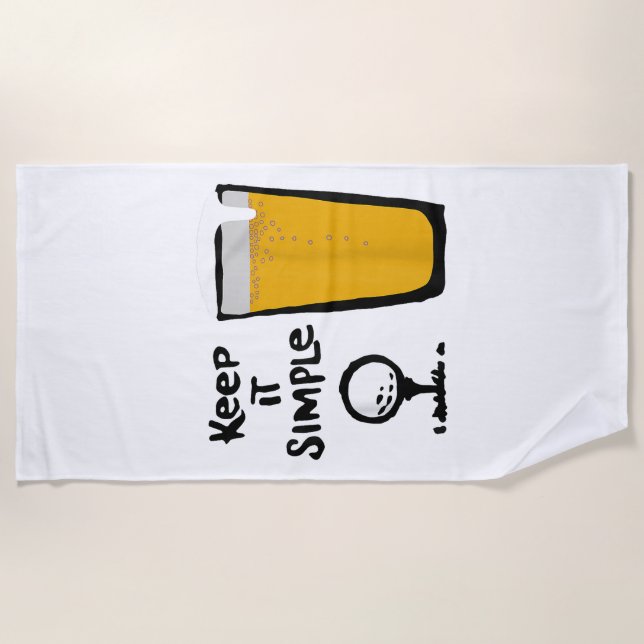 Behalt It Simples Funny Golf Beer Strandtuch (Vorderseite)
