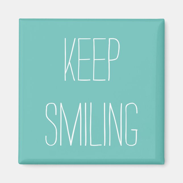 Behalt Lächeln, aquamarin weiße Magnet (Vorne)