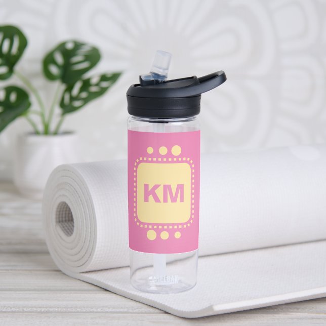 Behalt Lächeln fügen Sie Initialen rosa gelb Camel Trinkflasche (Yoga)