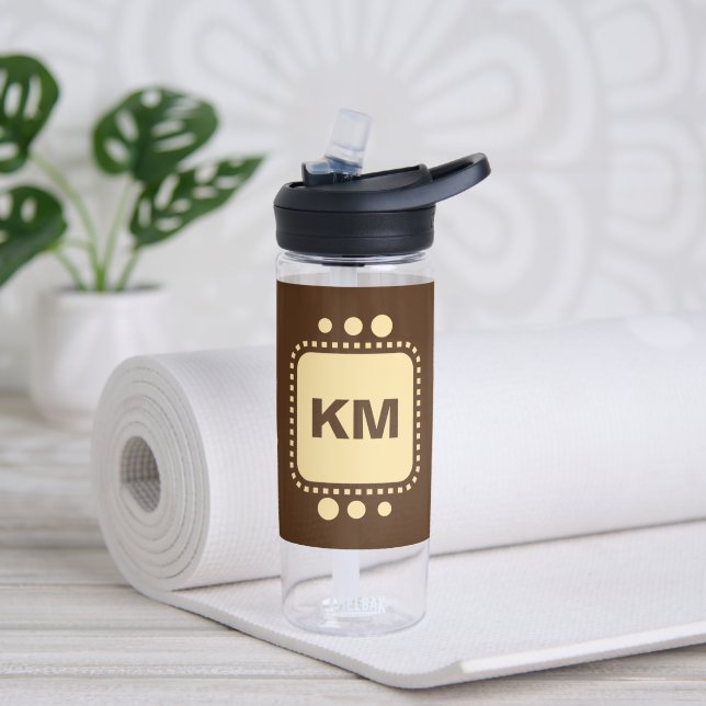 Behalt Lächeln hinzufügen Initialen braungelb Came Trinkflasche (Yoga)