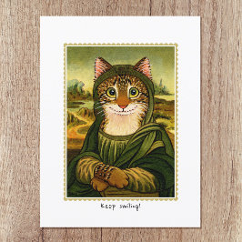 Behalt Lächeln Niedlich Mona Lisa Katze Custom Postkarte