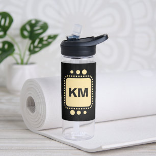 Behalt lächelnd hinzufügen Initialen schwarz gelb  Trinkflasche