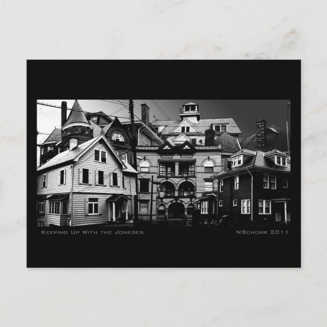 Behalt mit der Joneses Urban Digital Collage Postkarte (Vorderseite)