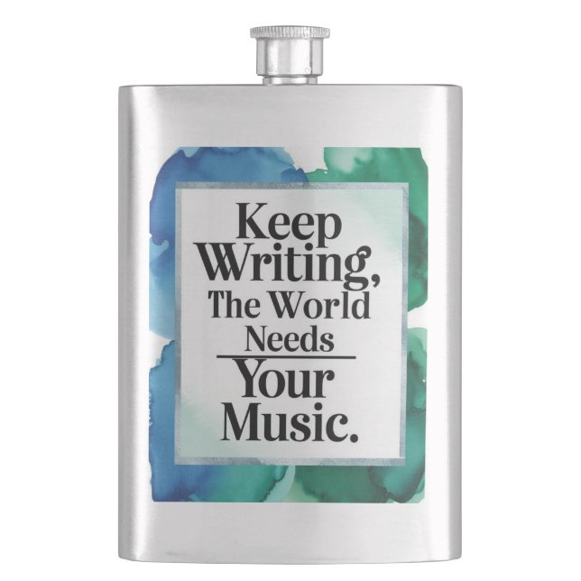 Behalt mit der Welt braucht Deine Musik Flachmann (Vorderseite)