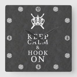 Behalt Ruhe auf dem Crochet Craft Room dunkel Quadratische Wanduhr