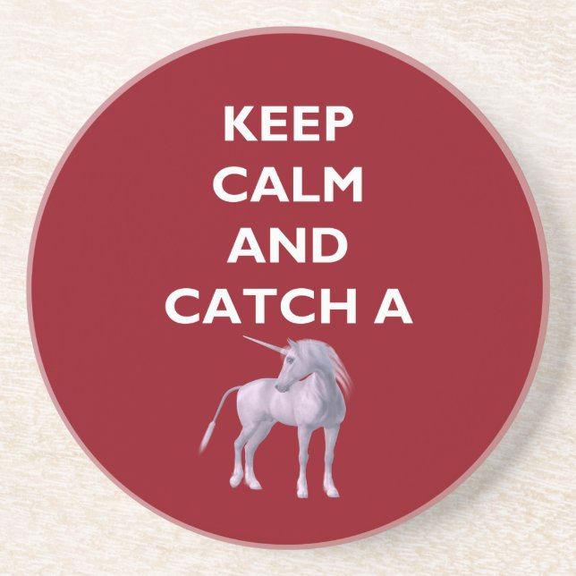 Behalt Ruhe Catch a Einhorn White Schriftart, Retr Getränkeuntersetzer (Vorne)