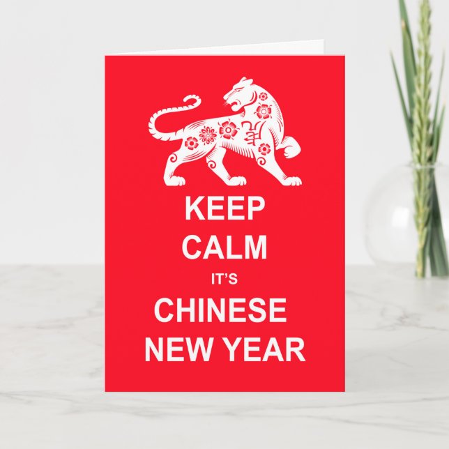 Behalt Ruhe Es ist chinesisches Neujahr in rot und Karte (Vorderseite)