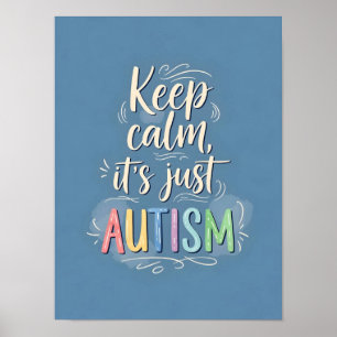 Behalt Ruhe Es ist nur Autismus   Farbige Typograf Poster
