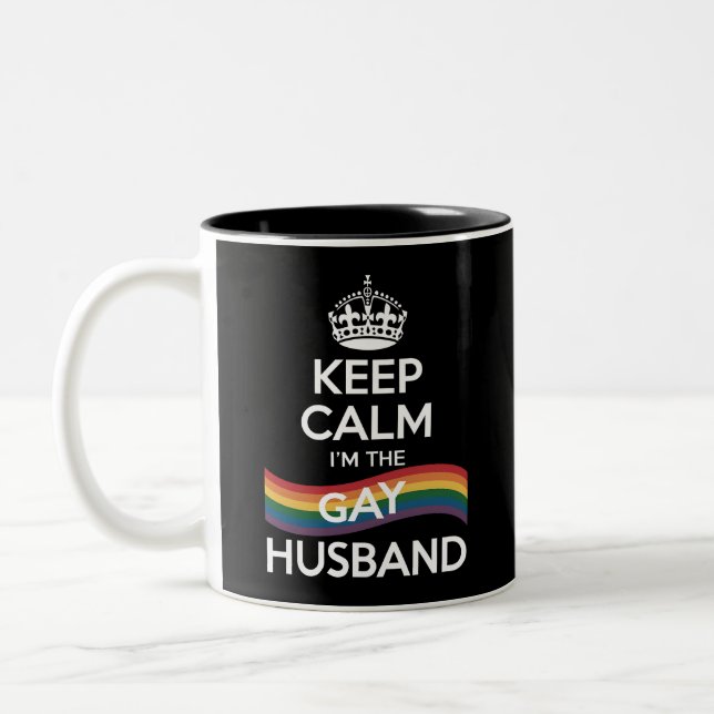 Behalt Ruhe ich bin der Gay Husband Ehefrau Vater  Zweifarbige Tasse (Links)