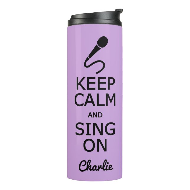Behalt Ruhe & Sing auf individuelle Name & Farbtup Thermosbecher (Nach links gedreht)