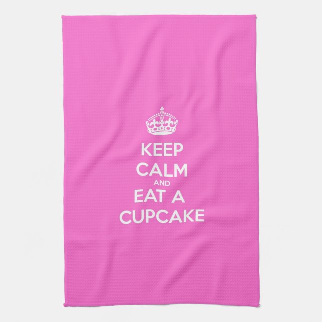 Behalt Ruhe und aß einen Cupcake Küchentuch (Vertikal)