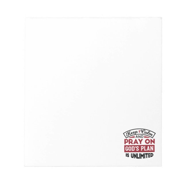 Behalt Ruhe und bete Gottes Plan ist unbegrenzt Zi Notizblock (Vorderseite)
