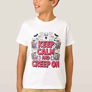 Behalt Ruhe und Creep auf Halloween Skeleton Ghost T-Shirt