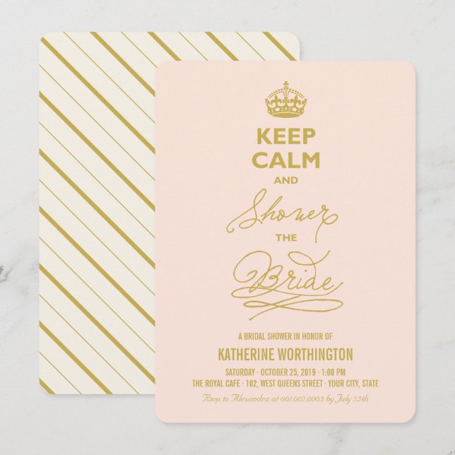 Behalt Ruhe und Dusche Das Bride Funny Brautparty Einladung (Vorne/Hinten)