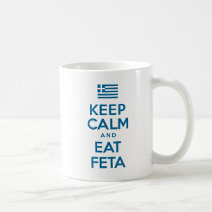 Behalt Ruhe und essen Feta-Tasse Kaffeetasse
