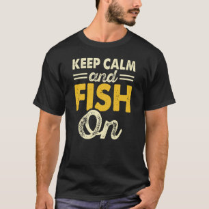 Behalt Ruhe und Fische auf lustigem schwarzen T -  T-Shirt