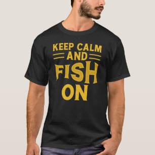 Behalt Ruhe und Fische auf lustigem schwarzen T -  T-Shirt