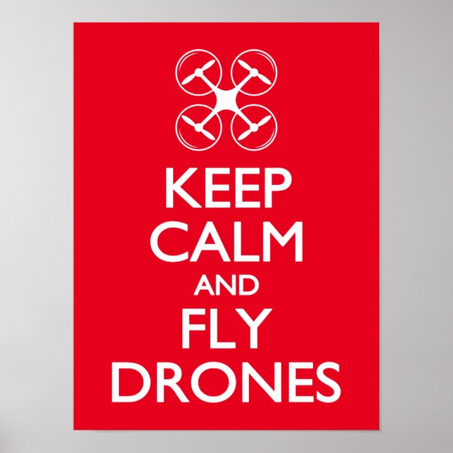 Behalt Ruhe und Fly Drones Poster (Vorne)