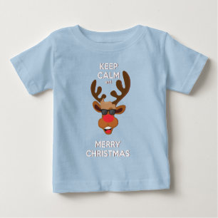 Behalt Ruhe und fröhliche Weihnachtsbaume   Urlaub Baby T-shirt