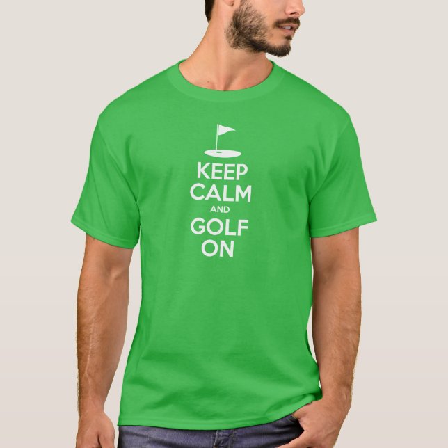 Behalt Ruhe und Golf on (auf Dunkelheit) T-Shirt (Vorderseite)