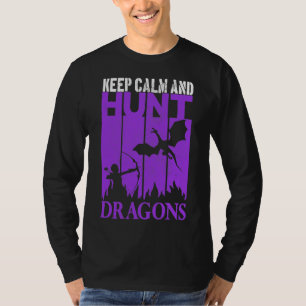 Behalt Ruhe und Jagd Drachen Archer Geeky Retro T-Shirt