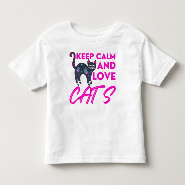Behalt Ruhe und Liebe Katzen Weihnachten Kleinkind T-shirt (Vorderseite)