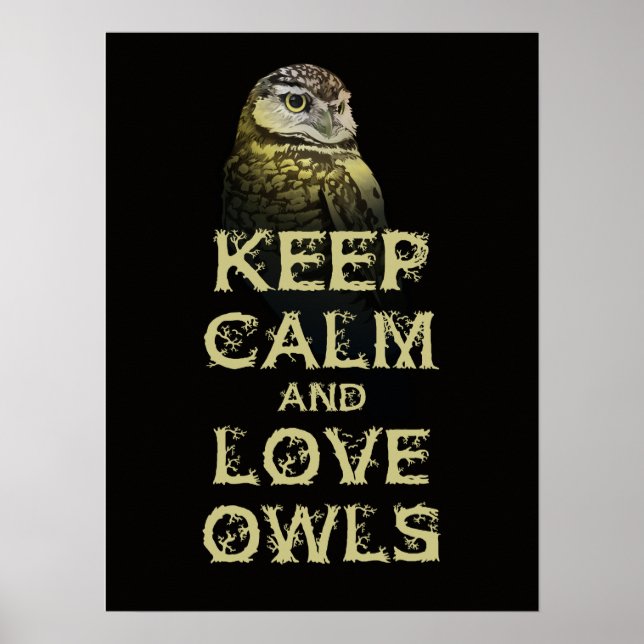 Behalt Ruhe und Liebe Owls Plakat Originale Schüss (Vorne)