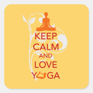 Behalt-Ruhe und Liebe-Yoga - einzigartiges Spaß-De Quadratischer Aufkleber