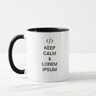 Behalt Ruhe und lorem ipsum komische Kaffee-Tasse Tasse