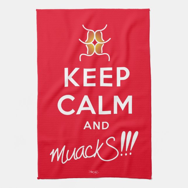 Behalt Ruhe und Muack!!!-White Text Geschirrtuch (Vertikal)