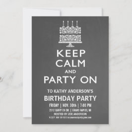 Behalt Ruhe und Party am Geburtstag Einladung