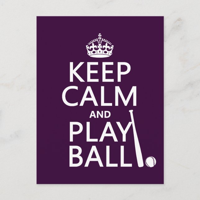 Behalt Ruhe und Play Ball (Baseball) (beliebige Fa Postkarte (Vorderseite)