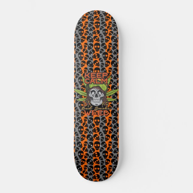 Behalt Ruhe und rauchen wötend Rastafarian Schädel Skateboard (Vorderseite)