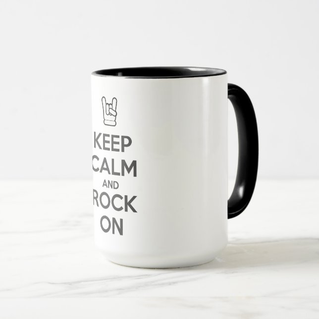 Behalt Ruhe und Rock On Tasse (VorderseiteRechts)