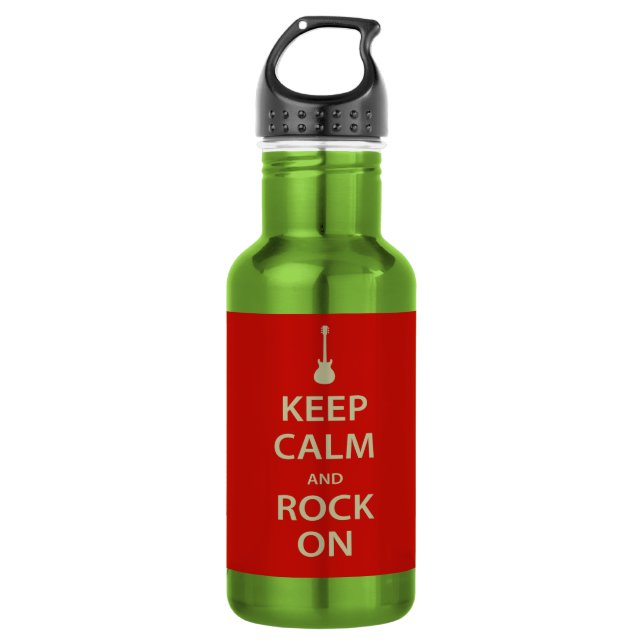 Behalt Ruhe und Rock On! Trinkflasche (Vorderseite)