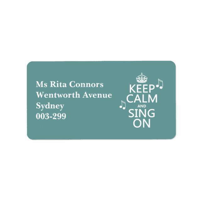Behalt Ruhe und Sing On - alle Farben Adressaufkleber (Vorne)