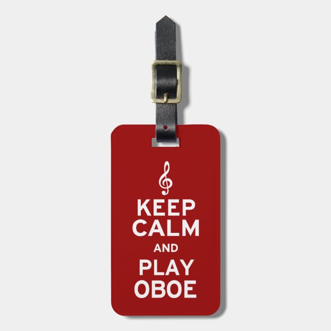 Behalt Ruhe und spiele Oboe Gepäckanhänger (Vorderseite vertikal)