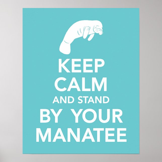 Behalt Ruhe und Stand am Manateprint Poster (Vorne)