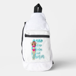 Behalt Ruhe und surfe auf der brünetten Girl Card Crossbody Bag