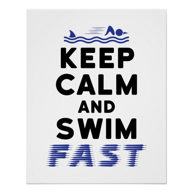 Behalt Ruhe und Swim Fast Funny Fin Poster (Vorderseite)